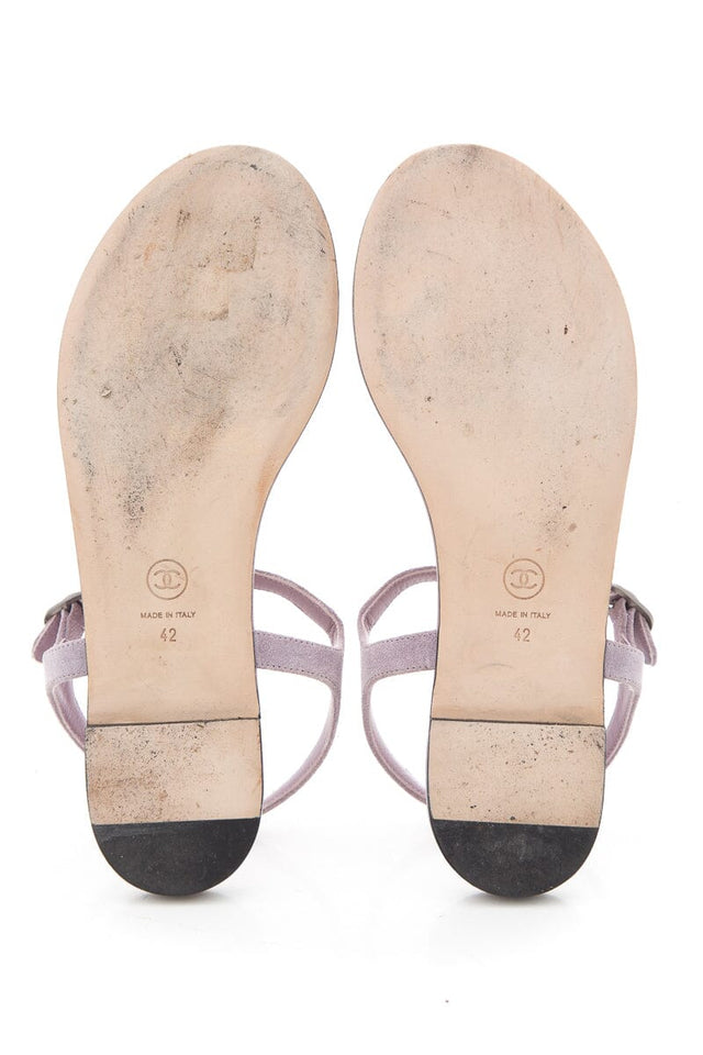 Chanel Purple Studded Suede Sandals SZ 42
