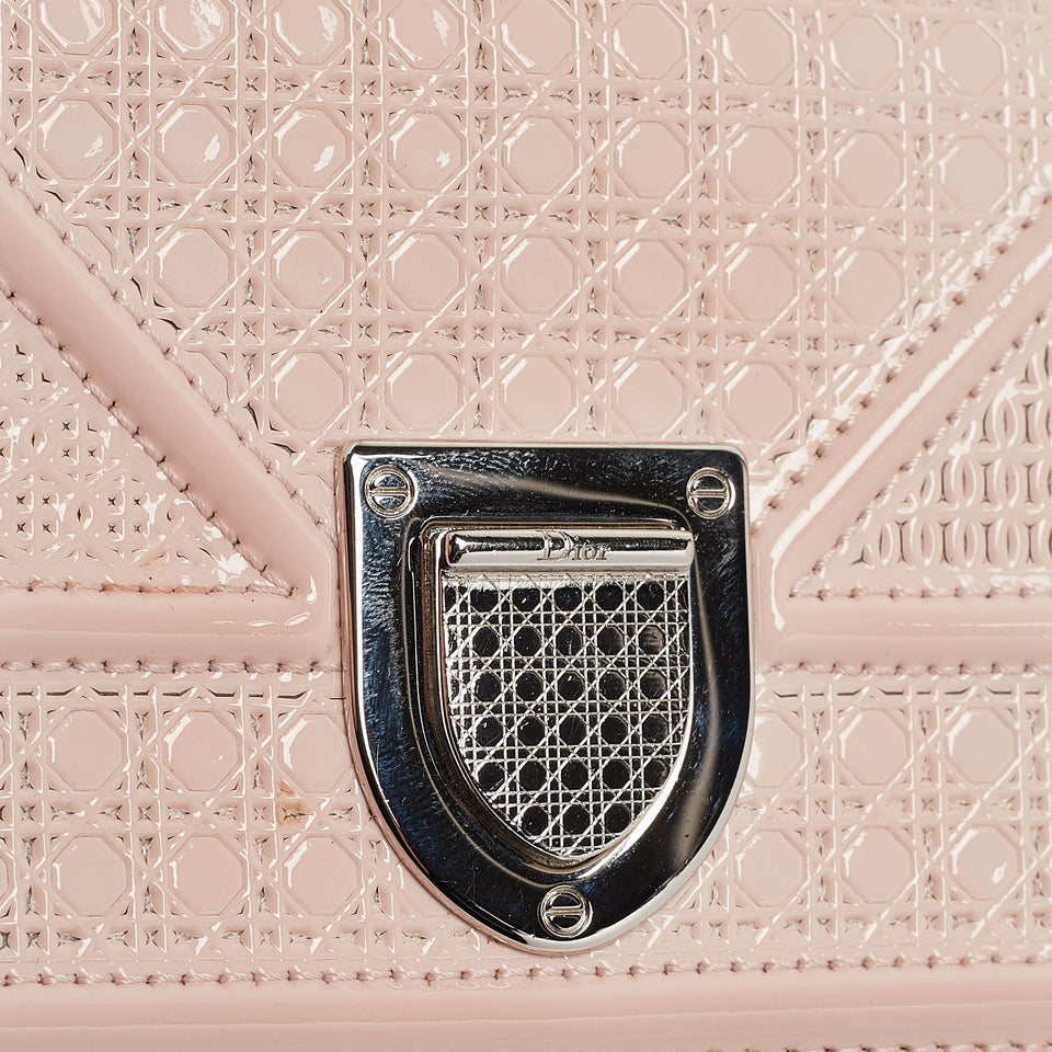 Dior Pink Micro Cannage Patent Leather Baby Diorama Chain Bag..
