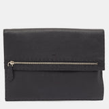 Black Selleria Leather Wristlet Clutch