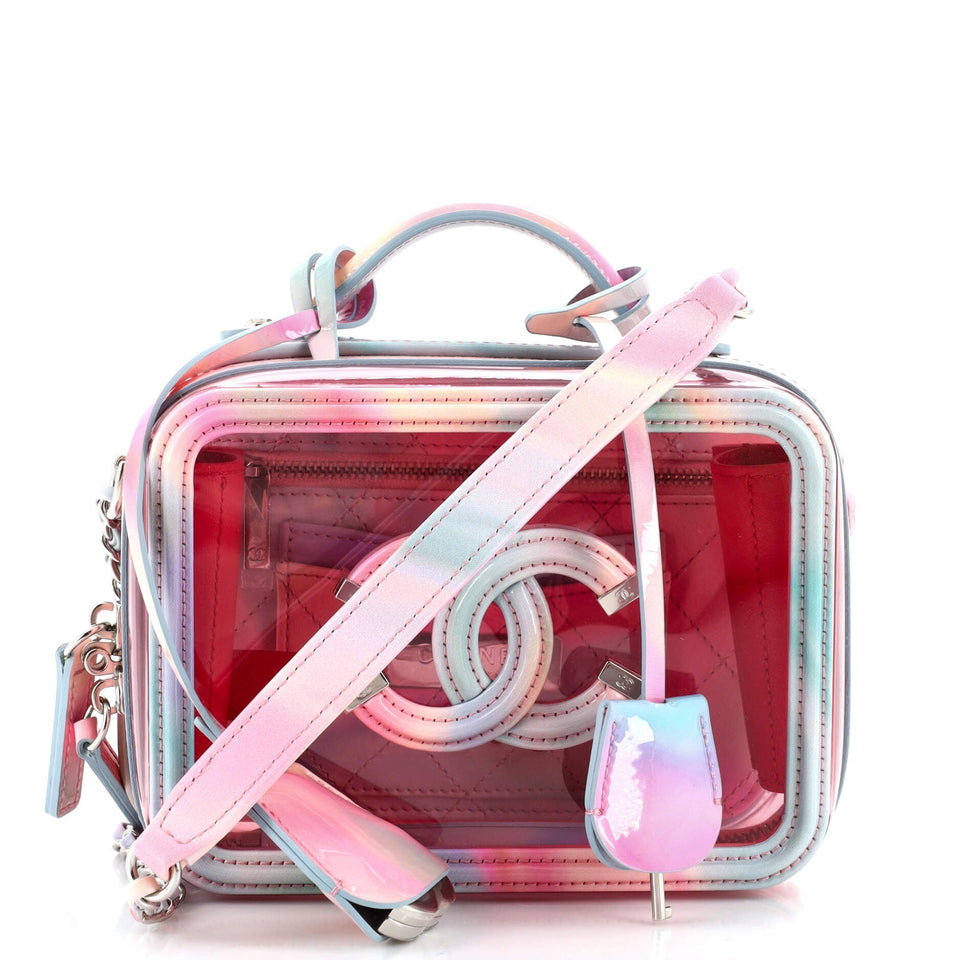 CHANEL Filigree Vanity Case PVC with Lambskin Small