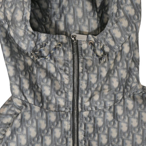 Dior x Shawn Stussy Blurred Oblique Anorak Hoodie in Blue Polyester