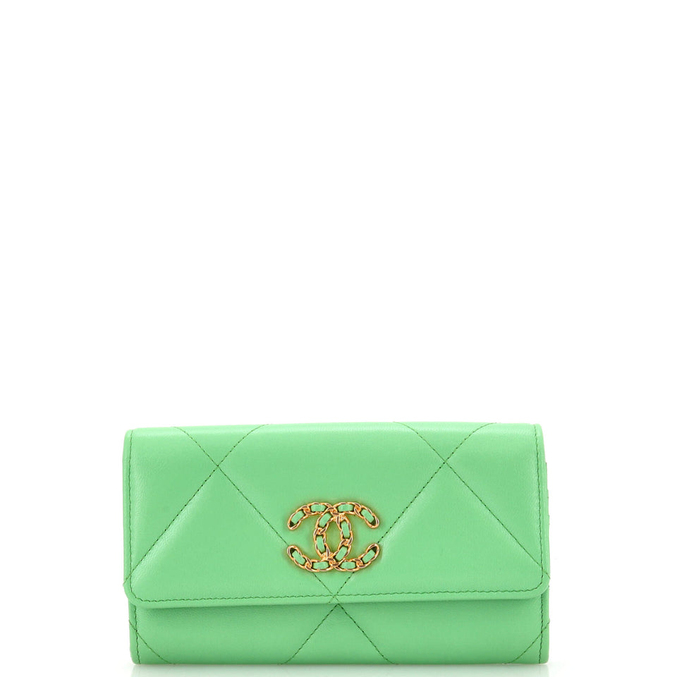 CHANEL 19 Flap Wallet Quilted Lambskin Long