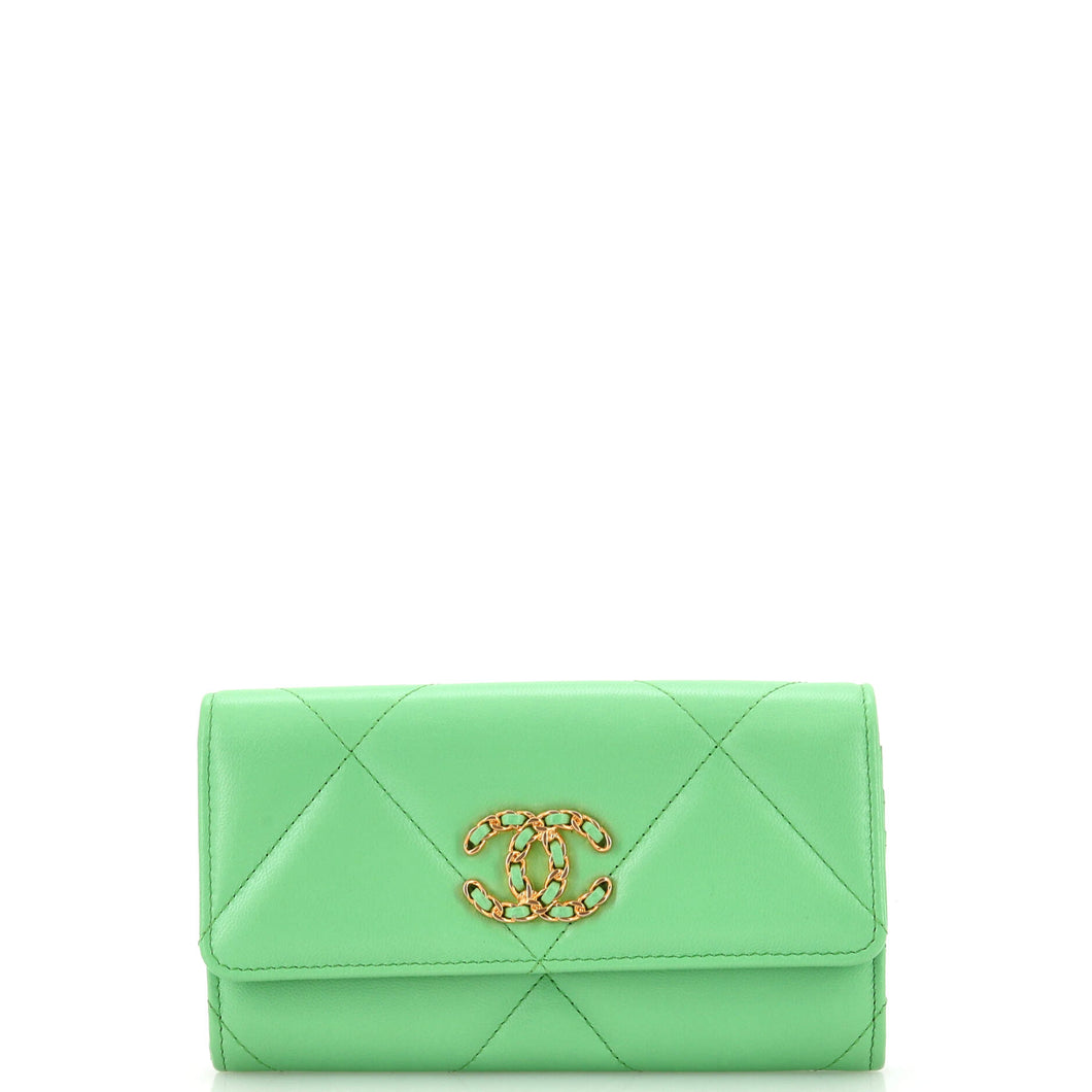 CHANEL 19 Flap Wallet Quilted Lambskin Long