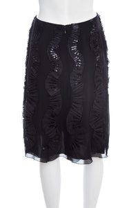Chanel Black Ruffle Detail Skirt SZ 40
