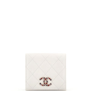 CHANEL Crystal CC Bifold Wallet Quilted Caviar Compact