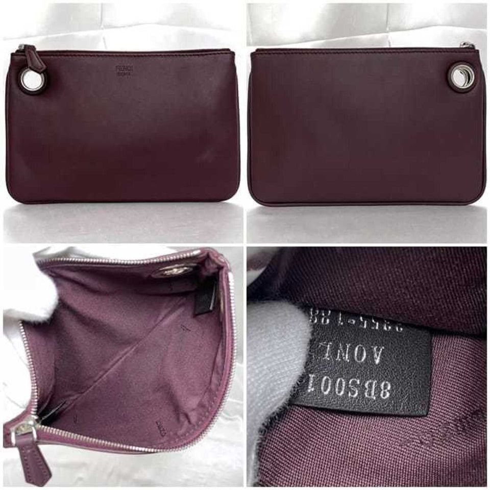 Fendi  pink yellow Leather Clutch Bag (Pre-Owned)