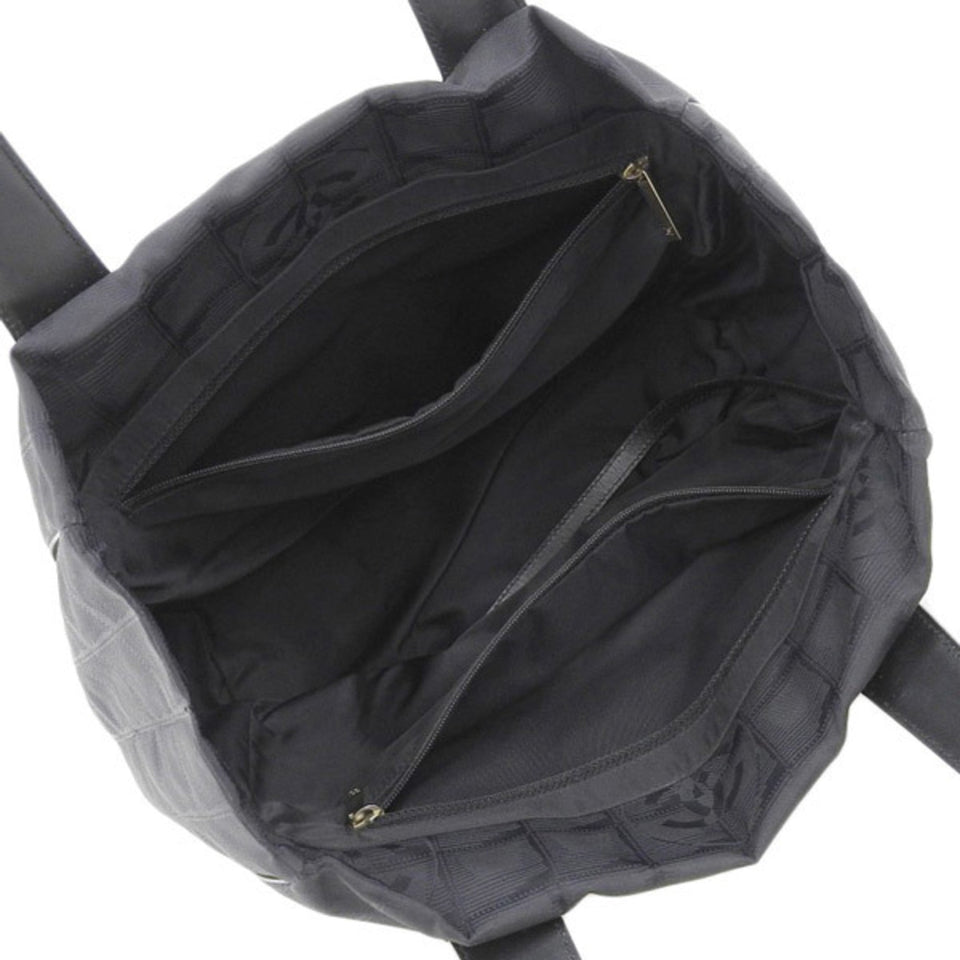 CHANEL Nylon New Line PM Tote Bag Black Ladies