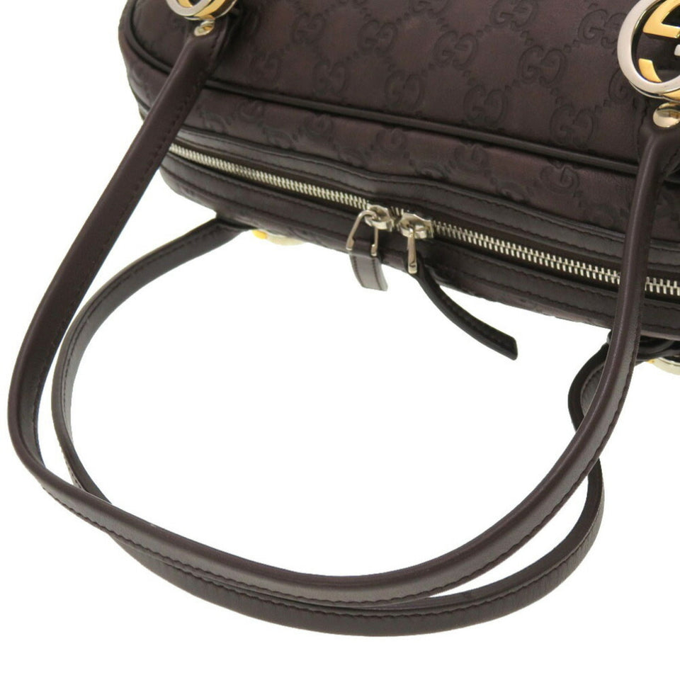 GUCCIsima Leather Brown GG 232958 Boston Bag 0141
