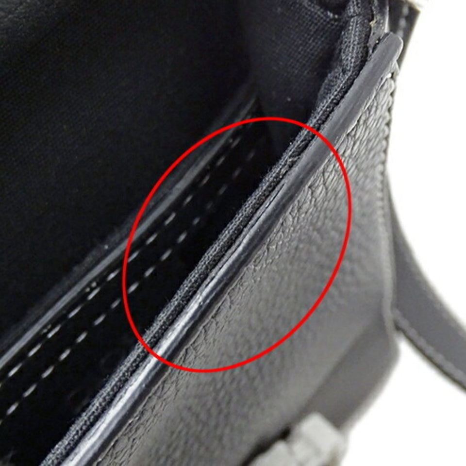 CHRISTIAN DIOR Bag Men's Shoulder Pouch Leather Saddle Vertical Black Micro