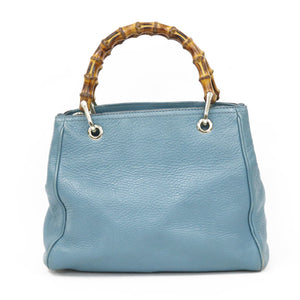 Gucci Shoulder Bag Bamboo Handbag Blue Ladies