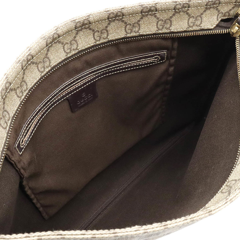 GUCCI GG Supreme Plus Shoulder Bag PVC Leather Beige Brown Dark 201446