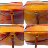 Christian Dior Boston Bag Orange Red Gradation Patent Leather Enamel Handbag Women's CD