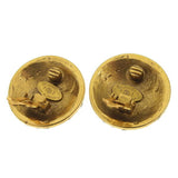 CHANEL Rhinestone Coco Mark Round Earrings Gold Women's
