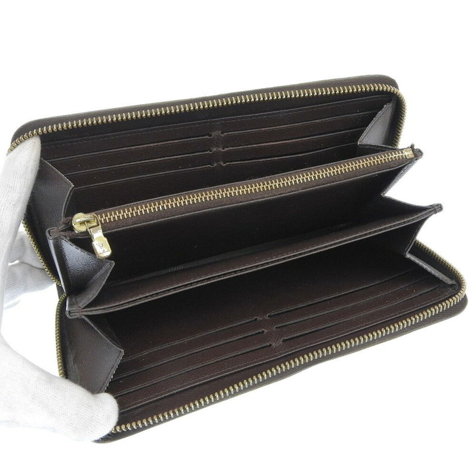 LOUIS VUITTON Zippy Wallet Long N41661 Damier Canvas Brown MI2156 Unisex