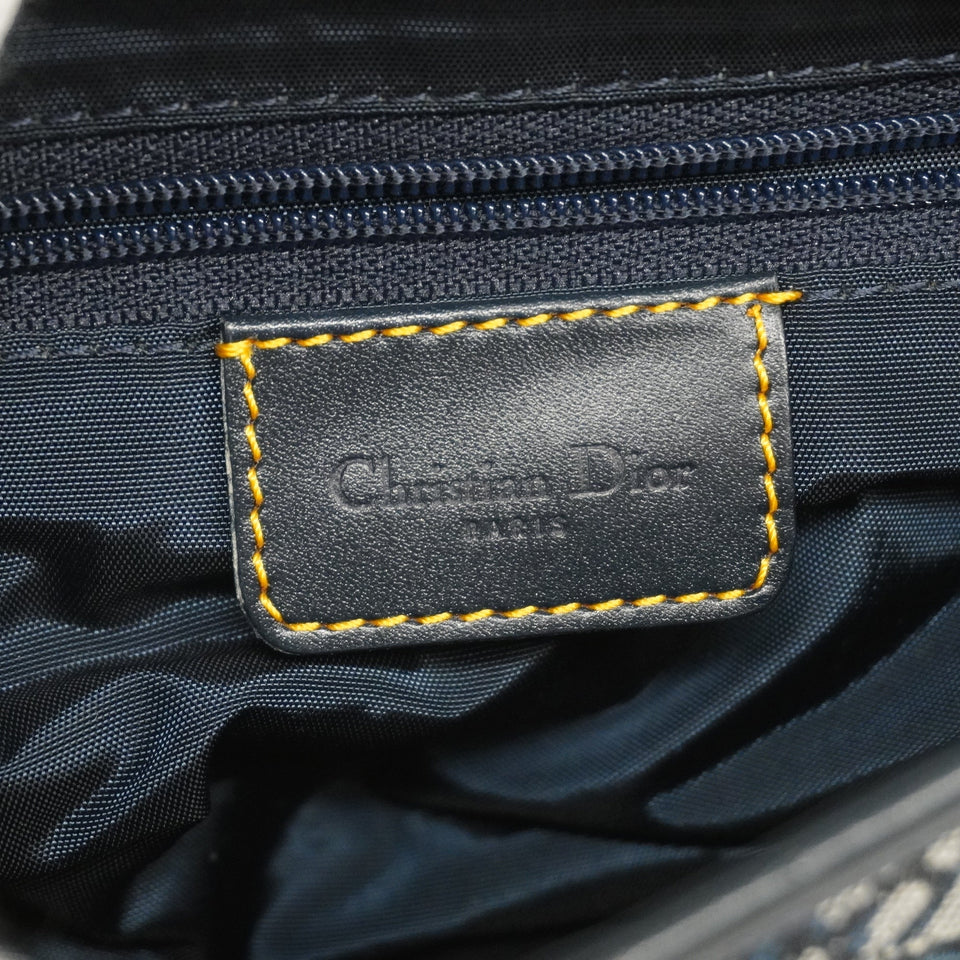CHRISTIAN DIORAuth  Trotter Saddle Bag Women's Canvas Handbag Navy