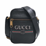 GUCCI Leather Print Shoulder Bag 574803 Black Women's