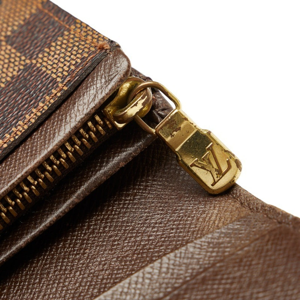 LOUIS VUITTON Damier Portomone Vietresor Bifold Wallet N61730 Brown PVC Leather Women's