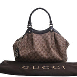 GUCCI GG Sookie Jacquard NEP Leather Blue Dot Handbag 211944 Beige Brown Women's