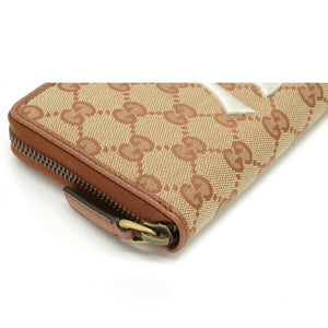 GUCCI Gucci GG Canvas NY Yankees Model MLB Major League Collaboration Round Long Wallet Khaki Beige Brick Red 547791