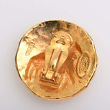 CHANEL lion motif earrings gold ladies