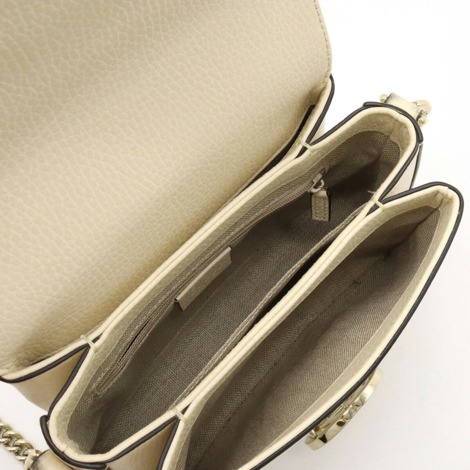 GUCCI Interlocking G Chain Shoulder Bag Clutch Ivory 607720