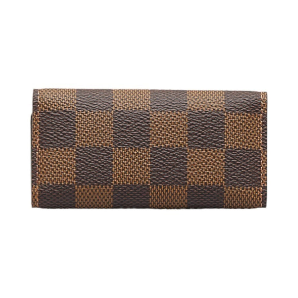LOUIS VUITTON Damier Multicle 4 Key Case N62631 Brown PVC Leather Women's
