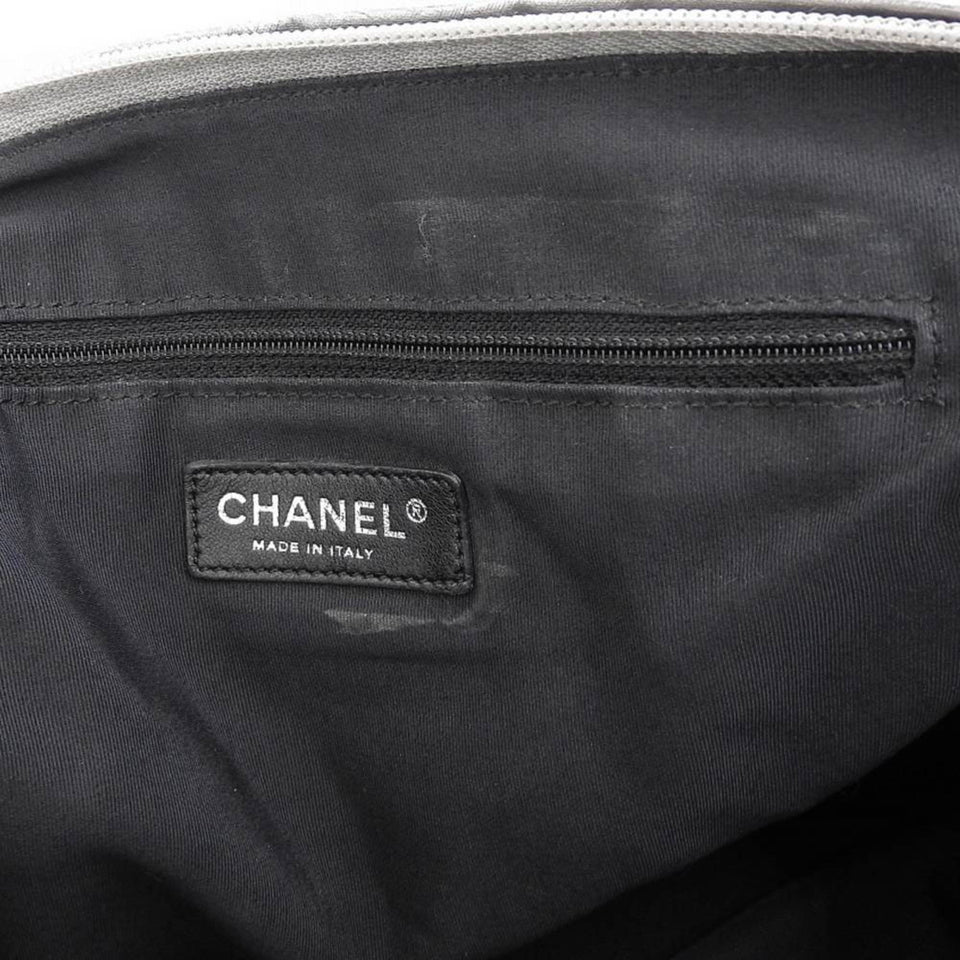 CHANEL unlimited handbag shoulder bag tote silver with seal 1