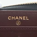 CHANEL Caviar Skin Matelasse Coco Mark Round Long Wallet Black Ladies