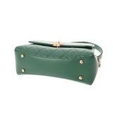 CHANEL matelasse chain shoulder green ladies lambskin bag