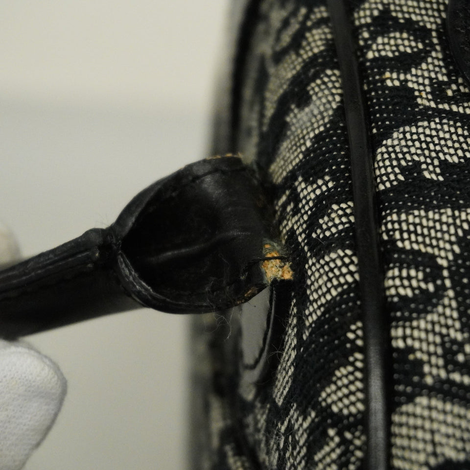 CHRISTIAN DIORAuth  Trotter Double Saddle Women's Canvas Handbag Black