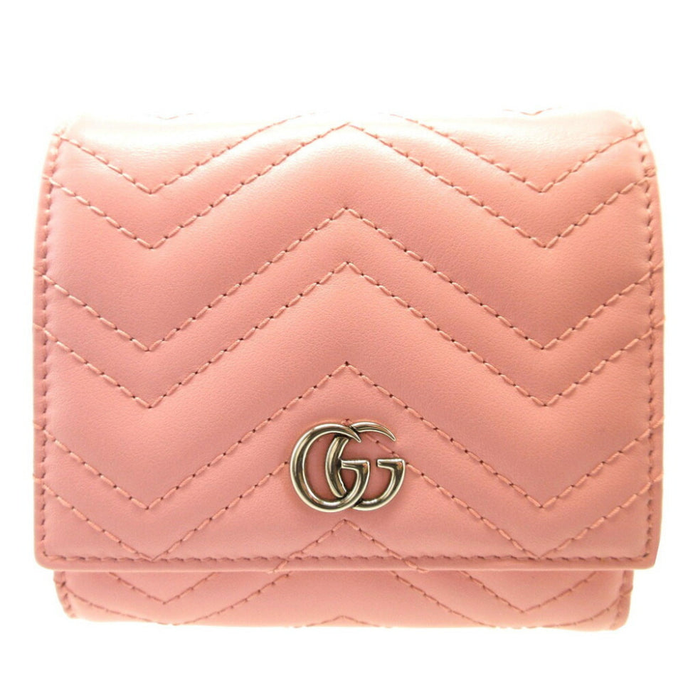 GUCCI GG Marmont 598629 Leather Pink Bifold Wallet