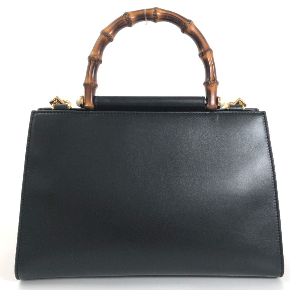 GUCCI Shoulder Bag Bamboo Nim Fair Hand 459076 Leather Black Ladies