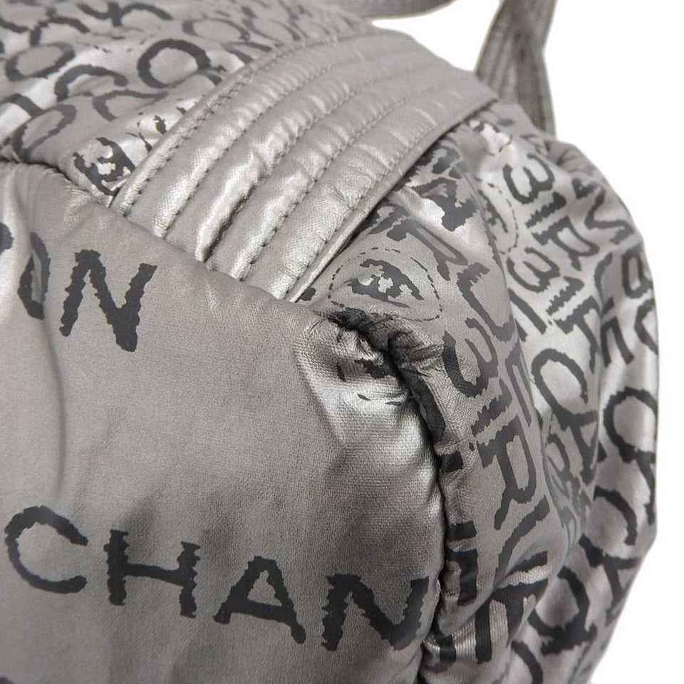 CHANEL unlimited handbag shoulder bag tote silver with seal 1