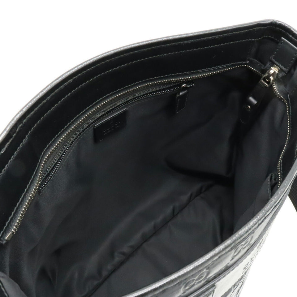 GUCCI sima Shoulder Bag Leather Black 322080