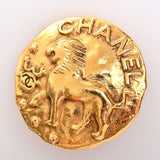 CHANEL lion motif earrings gold ladies