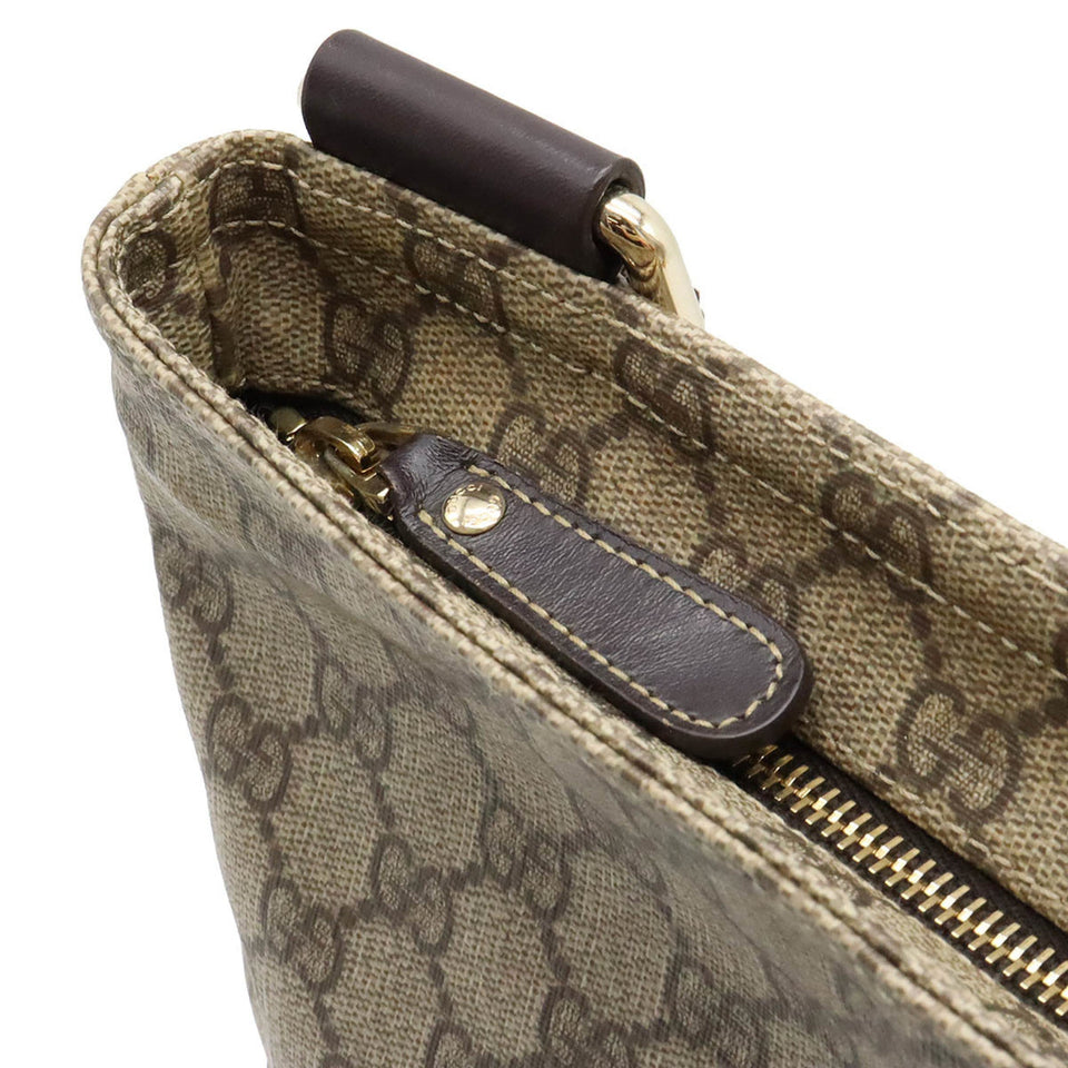 GUCCI GG Supreme Plus Shoulder Bag PVC Leather Beige Brown Dark 201446