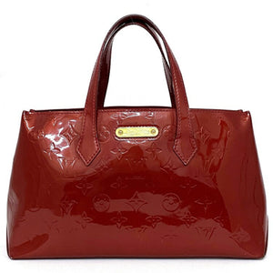 Louis Vuitton Handbag Wilshire PM Red Pom Damour Monogram Verni M93642 Bag Enamel Patent Leather ** 4049 LOUIS VUITTON Plate Ladies Tote LV Gold