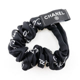 CHANEL Ribbon Scrunchie Other Accessories Coco Mark Logo Silk Black/White Women's