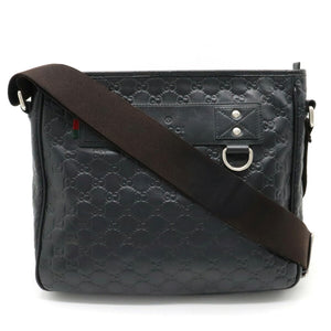 GUCCI sima Shoulder Bag Leather Black 322080