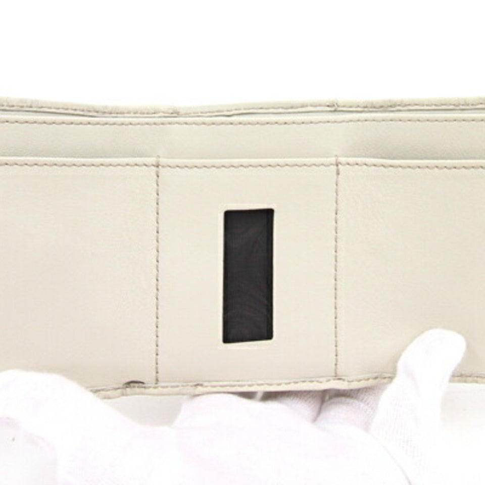 GUCCI Trifold Wallet sima 261502 Ivory Leather Women's