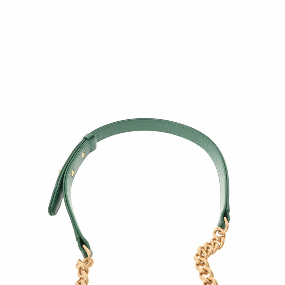 CHANEL matelasse chain shoulder green ladies lambskin bag