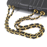 CHANEL Mademoiselle Chain Shoulder Bag Caviar Skin Black Coco Mark Gold Hardware Vintage
