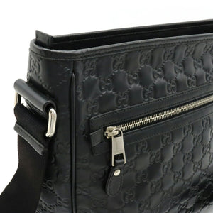 GUCCI sima Shoulder Bag Leather Black 322080