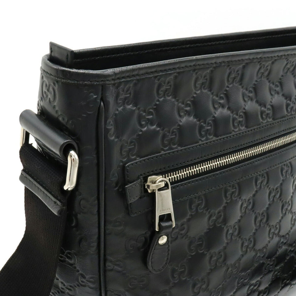 GUCCI sima Shoulder Bag Leather Black 322080