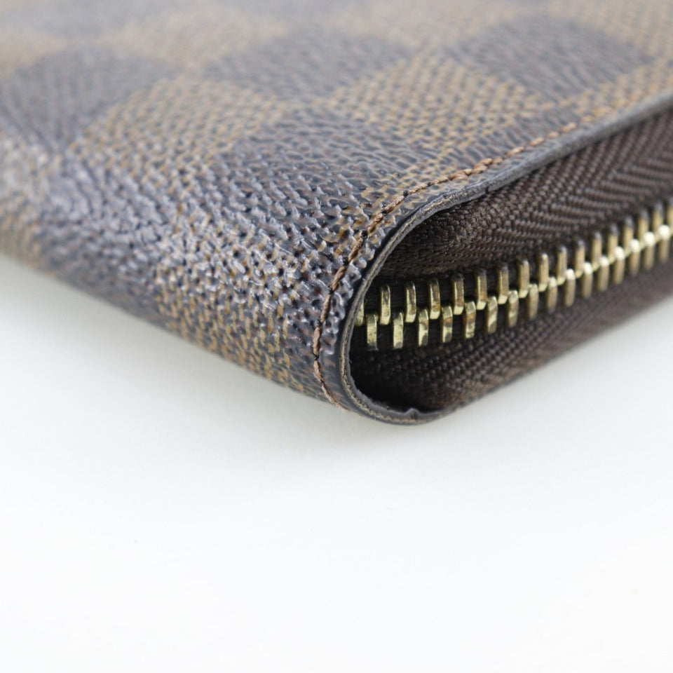 LOUIS VUITTON Zippy Wallet Long N60015 Damier Canvas Brown Unisex