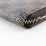 LOUIS VUITTON Zippy Wallet Long N60015 Damier Canvas Brown Unisex