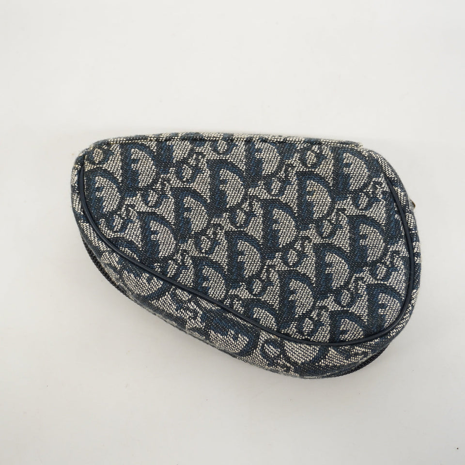 CHRISTIAN DIORAuth  Trotter Saddle Pouch Women's Canvas Pouch Navy