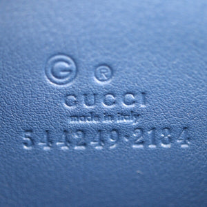 GUCCI Micro Shima Coin Case 544249 Leather Blue Gold Hardware Round Zipper Purse