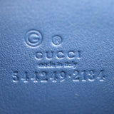GUCCI Micro Shima Coin Case 544249 Leather Blue Gold Hardware Round Zipper Purse