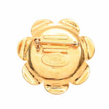 CHANEL Colored Stone Flower Motif Coco Mark Brooch Green Ladies